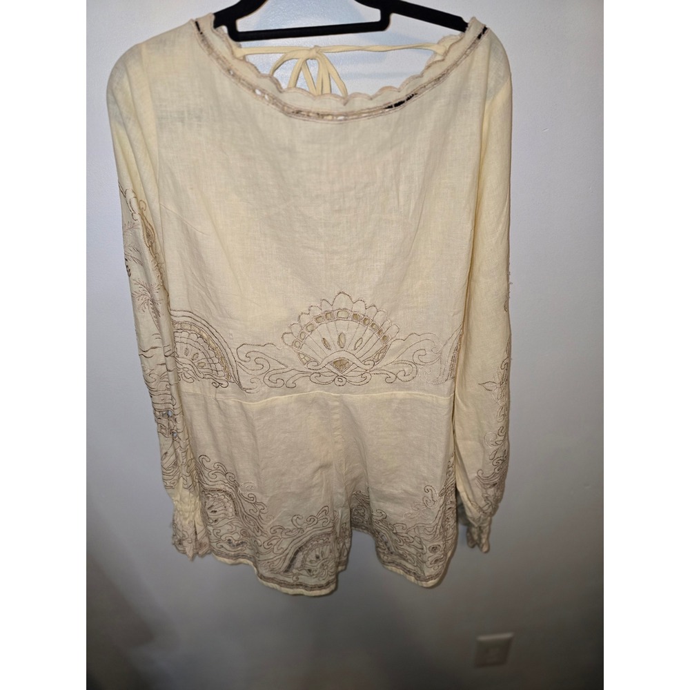 Free People Bali Handcrafted Embroidered Romper Light Ivory OB1270338 Size M